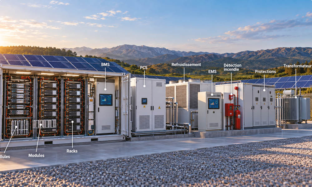Auteur : T.Z. Le solaire produit une électricité de moins en moins chère. Les systèmes de stockage par batteries (BESS) permettent de conserver les excédents produits en journée et de les restituer aux heures où la demande est la plus forte, notamment en soirée. Ils améliorent ainsi la disponibilité de cette énergie et sa valeur économique. Leur rentabilité dépend des économies réalisées et des services rendus au réseau. Du soleil de midi à la pointe du soir. Un BESS, pour Battery Energy Storage System, ou système de stockage par batteries, associe plusieurs équipements. Les cellules sont regroupées en modules, puis en racks installés dans des conteneurs. Elles stockent l’électricité sous forme chimique avant de la restituer à la demande. Le BMS, Battery Management System ou système de gestion des batteries, surveille la tension, la température et l’état de charge des modules. Le PCS, Power Conversion System ou système de conversion de puissance, transforme le courant continu des batteries en courant alternatif utilisable par le réseau et inverse l’opération pendant la charge. L’EMS, Energy Management System ou système de gestion de l’énergie, décide quand charger ou restituer l’électricité. Refroidissement, détection incendie, transformateur et protections complètent le dispositif. Deux unités permettent d’en comprendre la taille. Le mégawatt (MW) indique la puissance que le système peut délivrer à un instant donné. Le mégawattheure (MWh) mesure la quantité d’énergie qu’il peut stocker. Un BESS de 10 MW/20 MWh peut donc, en théorie, fournir 10 MW pendant deux heures, avant prise en compte des pertes et des marges de sécurité. Son premier rôle consiste à déplacer l’électricité solaire produite à midi vers la pointe du soir. Sa rapidité lui permet aussi de corriger un déséquilibre entre production et consommation, de stabiliser la fréquence, de lisser les variations du solaire ou de contribuer au redémarrage du réseau après une panne générale. La technologie lithium-fer-phosphate (LFP) domine désormais le stockage stationnaire : elle représentait environ 90 % des nouvelles installations mondiales en 2025. Moins dense que certaines chimies destinées aux véhicules électriques, elle est moins coûteuse, adaptée aux cycles fréquents et plus stable thermiquement. À quelles conditions le stockage devient-il rentable ? La baisse des prix a profondément changé l’équation. Selon l’Agence internationale pour les énergies renouvelables, le coût installé d’un BESS de quatre heures est tombé autour de 140 dollars par kWh (environ 80 000 F CFA/kWh) en 2025, près de 95 % de moins qu’en 2010. En Chine, il est même descendu sous 70 dollars par kWh (environ 40 000 F CFA/kWh). La rentabilité d’un système de stockage dépend des économies qu’il permet de réaliser et des services qu’il rend, en tenant compte des pertes d’énergie à chaque cycle. Ces bénéfices peuvent prendre plusieurs formes : utiliser le soir une énergie solaire produite à midi, réduire le recours au diesel, éviter de brider une centrale lorsque le réseau ne peut absorber toute sa production, limiter le coût des coupures ou différer le renforcement d’une ligne électrique. La rémunération de services comme la régulation de fréquence peut compléter ces économies. La rentabilité repose ainsi sur le cumul de plusieurs usages et sources de revenus, parmi lesquels l’écart de prix entre heures creuses et heures de pointe. Elle dépend aussi du nombre de cycles, de la dégradation des cellules, du financement, du combustible remplacé, de la maintenance et, sous les climats chauds, du refroidissement. Pour les pays importateurs, le risque de change s’ajoute à l’équation. Au Sénégal, Walo Storage illustre cette logique. Mis en service en juillet 2025 à Bokhol, le projet associe 16 MW solaires à un stockage lithium-ion de 10 MW/20 MWh. Il doit notamment fournir à la Société nationale d’électricité du Sénégal (Senelec) des services de régulation de fréquence, de fonctionnement en îlot et de redémarrage du réseau. Son modèle économique repose sur un contrat d’achat de vingt ans avec l’opérateur national. Le déplacement de l’énergie reste difficile à rentabiliser au Mali. Le Mali est directement concerné. Le projet régional BEST, Battery Energy Storage Technology, soutenu par la Banque mondiale, prévoit pour EDM-SA (Énergie du Mali - Société Anonyme) l’installation de 80 MWh de stockage et d’équipements de synchronisation. Une étude du West African Power Pool (WAPP), le Système d’échanges d’énergie électrique ouest-africain, montre cependant que le seul déplacement de l’énergie reste difficile à rentabiliser au Mali dans ses scénarios 2025. Les perspectives deviennent plus favorables à l’horizon 2030, mais demeurent très sensibles au coût des équipements, au taux d’actualisation et au prix des combustibles. À mesure que les centrales solaires se multiplient, les BESS deviennent un outil de gestion du réseau électrique. Ils permettent de déplacer l’énergie dans le temps, de stabiliser la fourniture et de faciliter l’intégration de nouvelles capacités photovoltaïques. Leur développement dépendra de la rentabilité de ces services sur toute la durée de vie des installations.